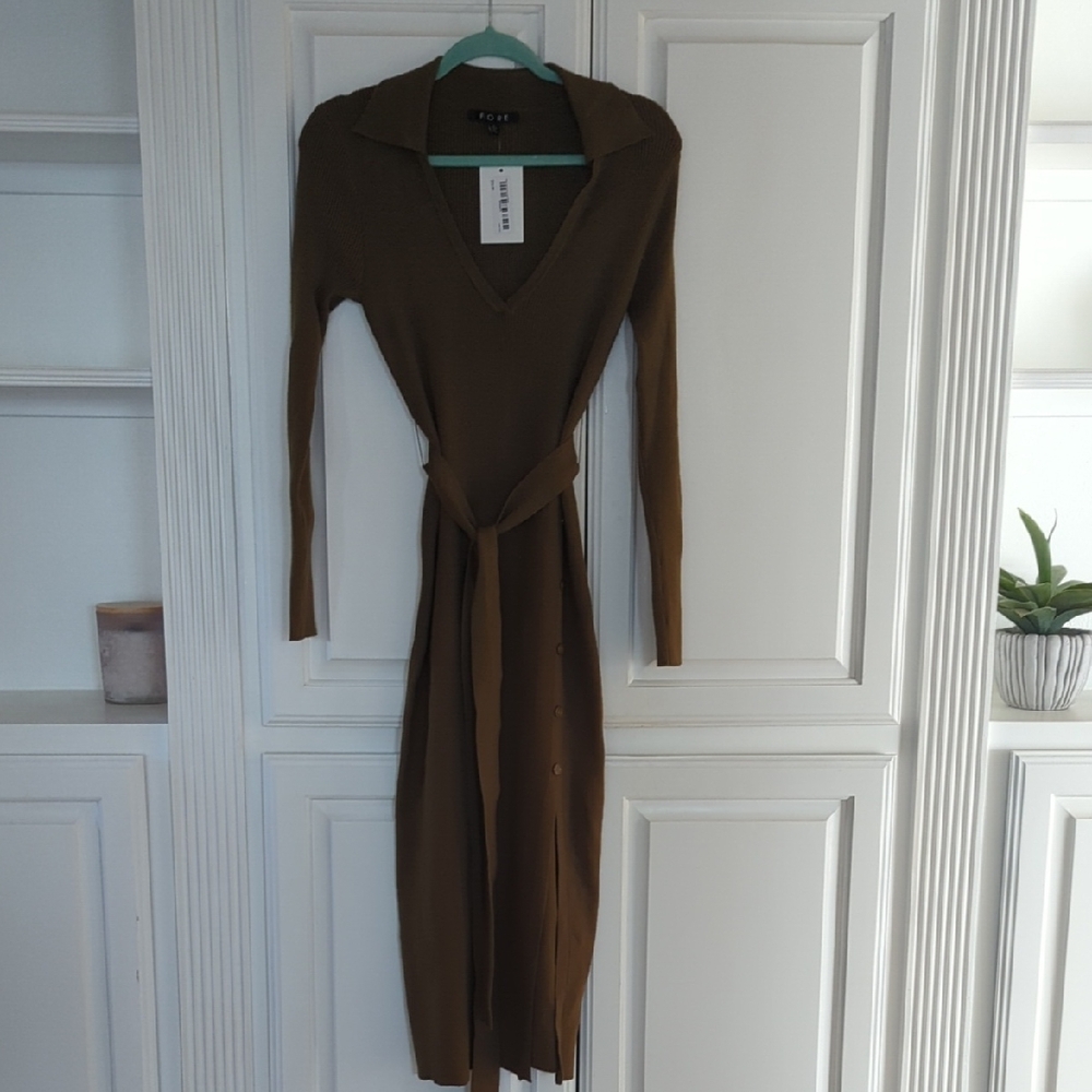 Women's Olive Green Sweater Dress